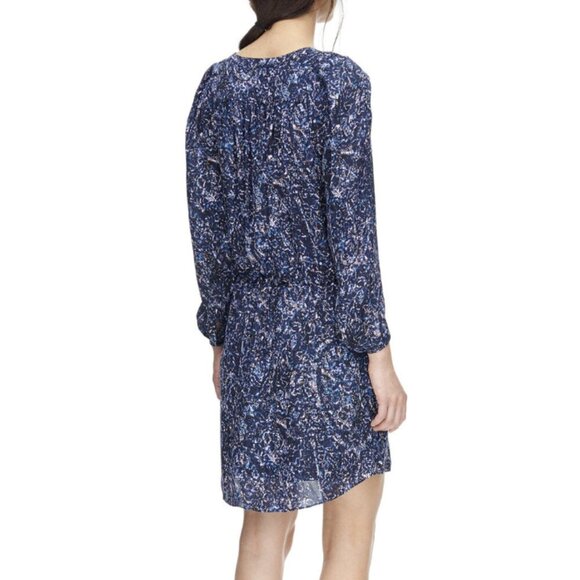 Rebecca Taylor - Block Print, Long Sleeve, Floral Mini Dress - Size 0, Blue - Picture 3 of 17